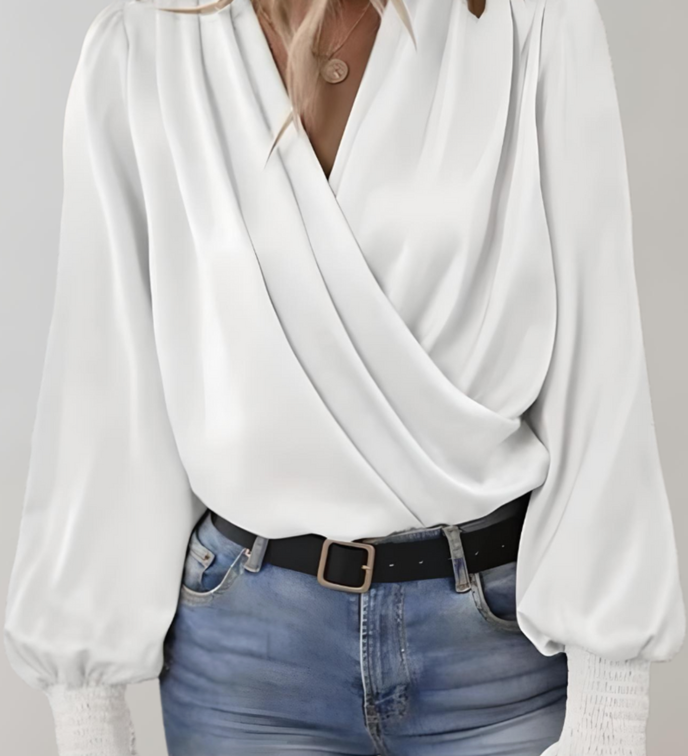 Elegante Lange Mouwen V-Hals Blouse Quinn
