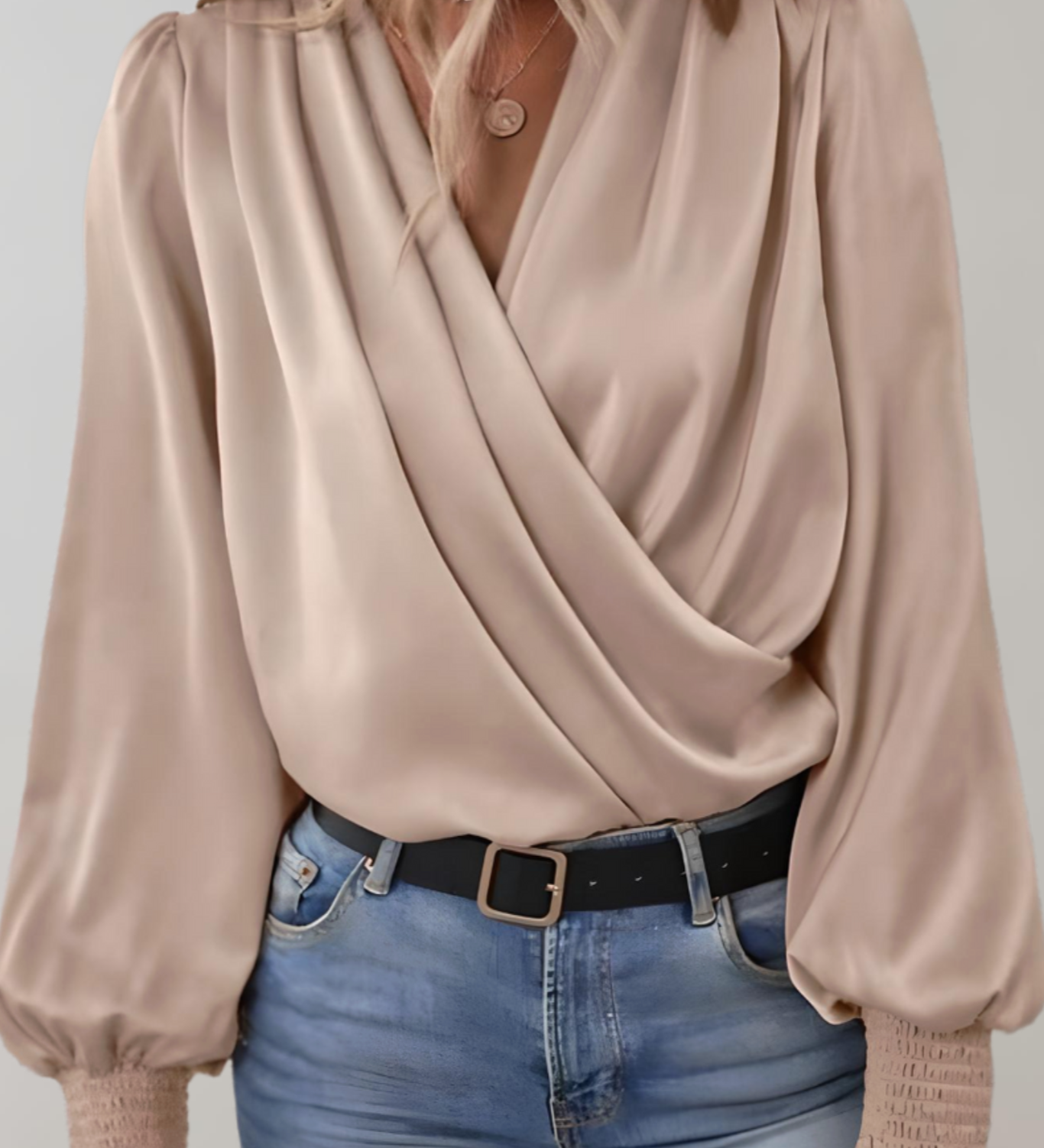 Elegante Lange Mouwen V-Hals Blouse Quinn