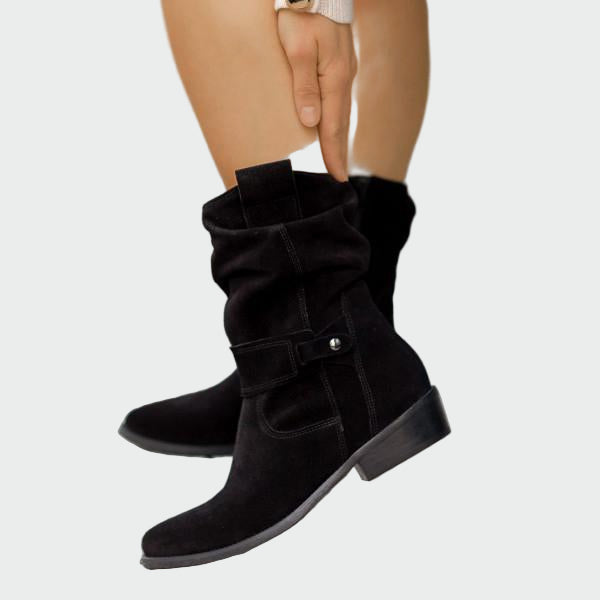 Eva | Casual Zachte Suède Enkellaarsjes met Moderne Details