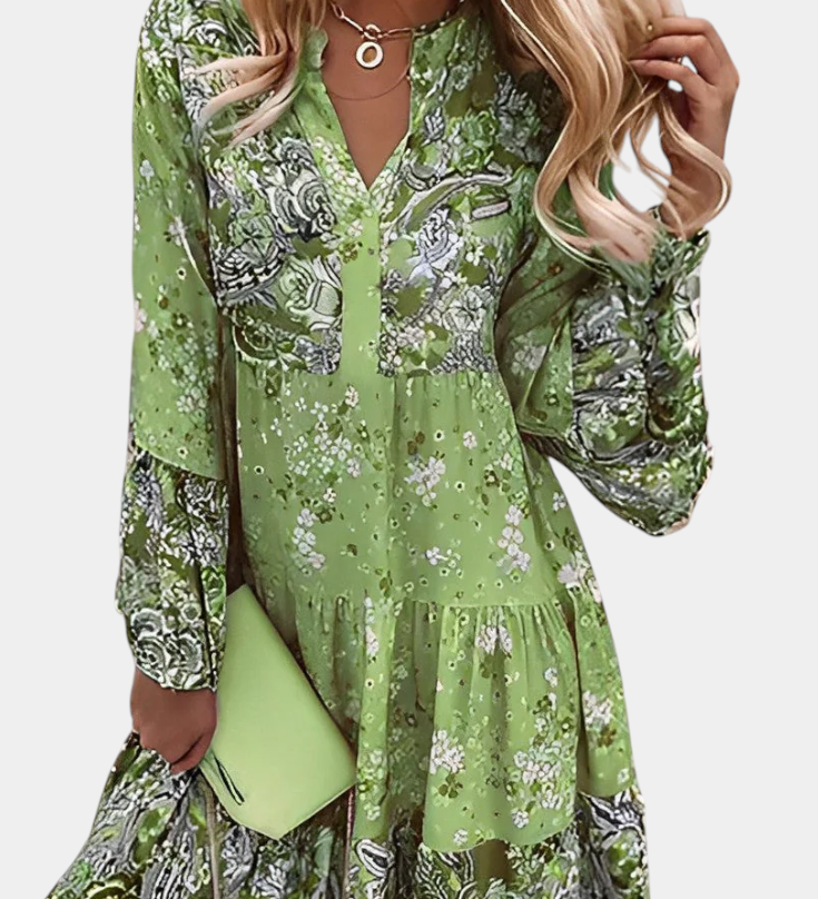 Vera Boho Bloemen Mini A-Lijn Jurk