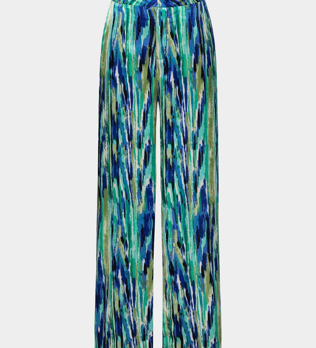 Inna Hoge Taille Rechte Pantalon met Marmerprint