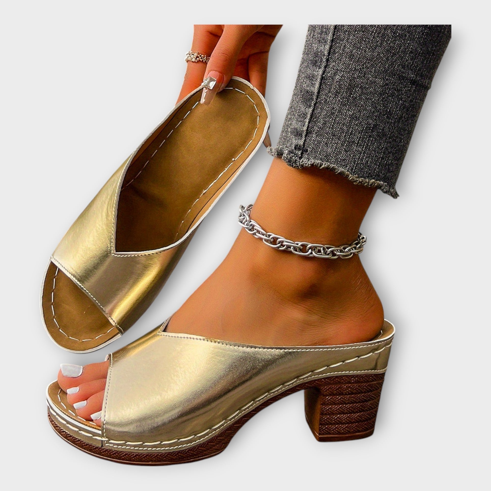 Chunky Hak Sandalen met Open Hak