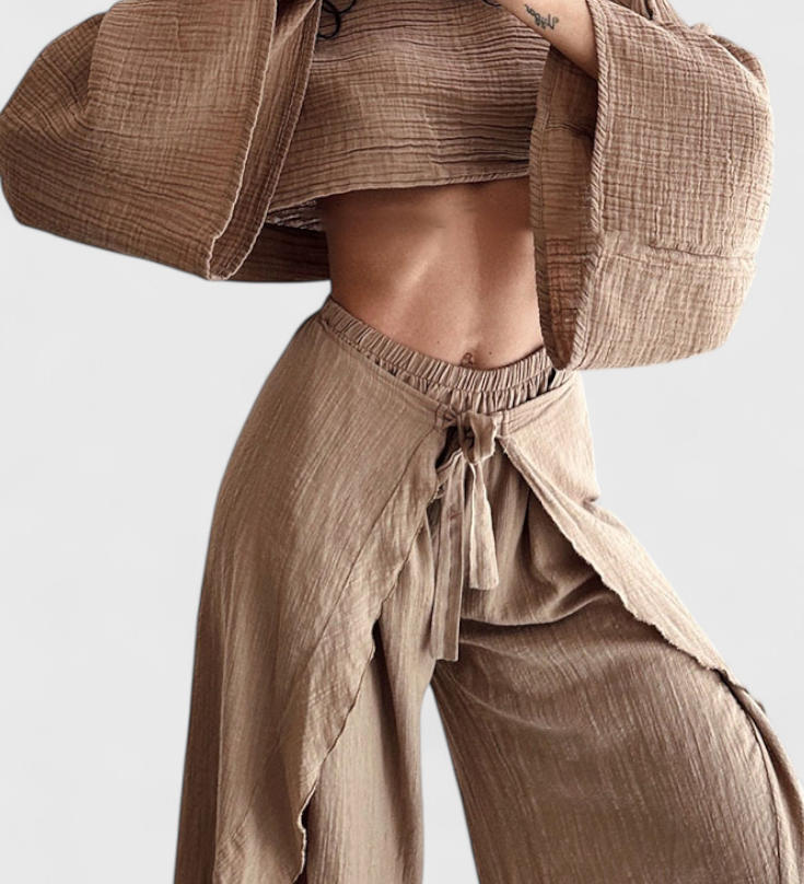 Elsie Fluid Set met Kimono en Kruisende Broek