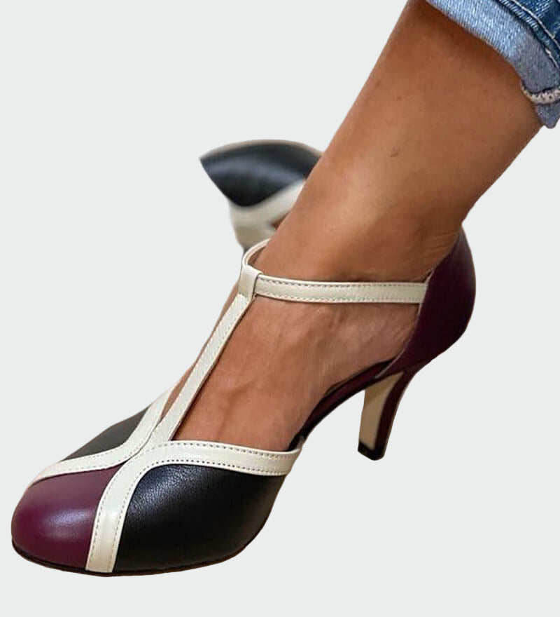 Elegante Retro Sandalen Anna met Middenhak en T-Sluiting