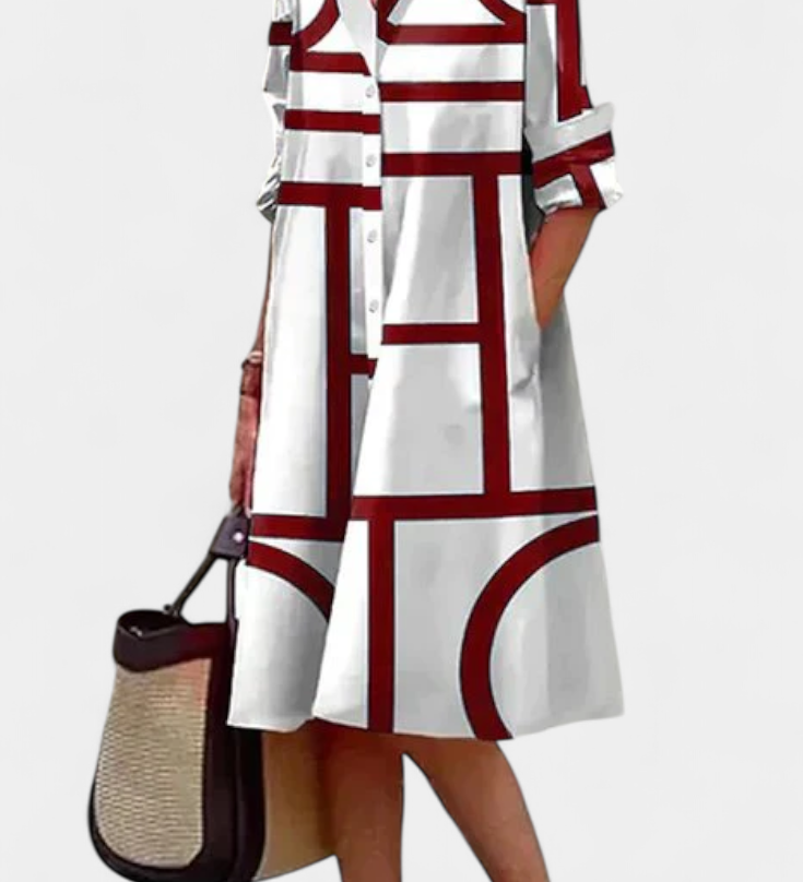 Larissa Katoenen Jurk met Geometrische Print