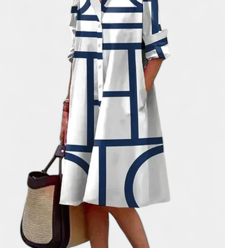Larissa Katoenen Jurk met Geometrische Print