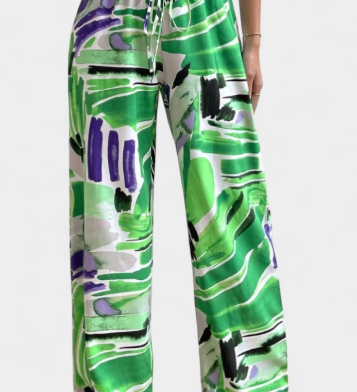 Senda Wijde Pantalon met Abstracte Print