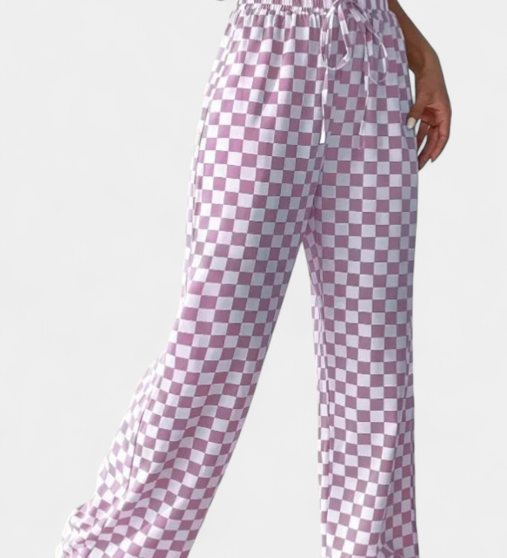 Hilaria Wijde Pantalon met Ruitpatroon