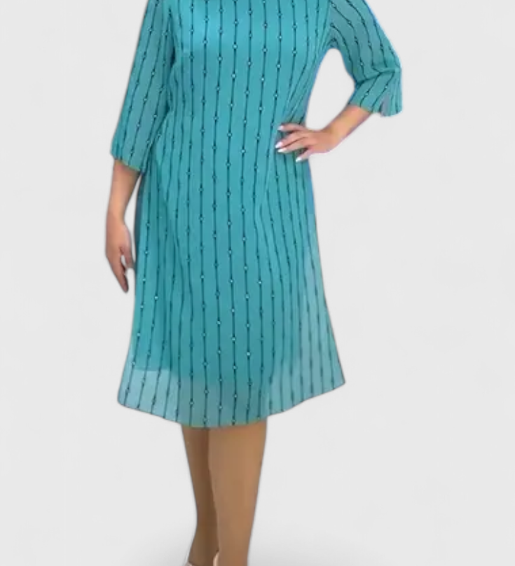 Elegante Polly Chiffon Jurk met Klassieke Snit en Vloeiende Val