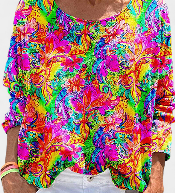 Omari Oversized Blouse met Retro Bohemian Print