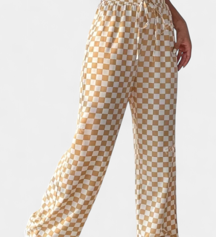 Hilaria Wijde Pantalon met Ruitpatroon
