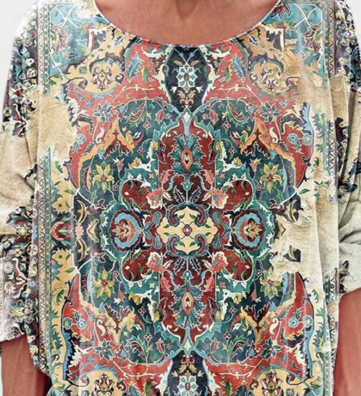 Omari Oversized Blouse met Retro Bohemian Print