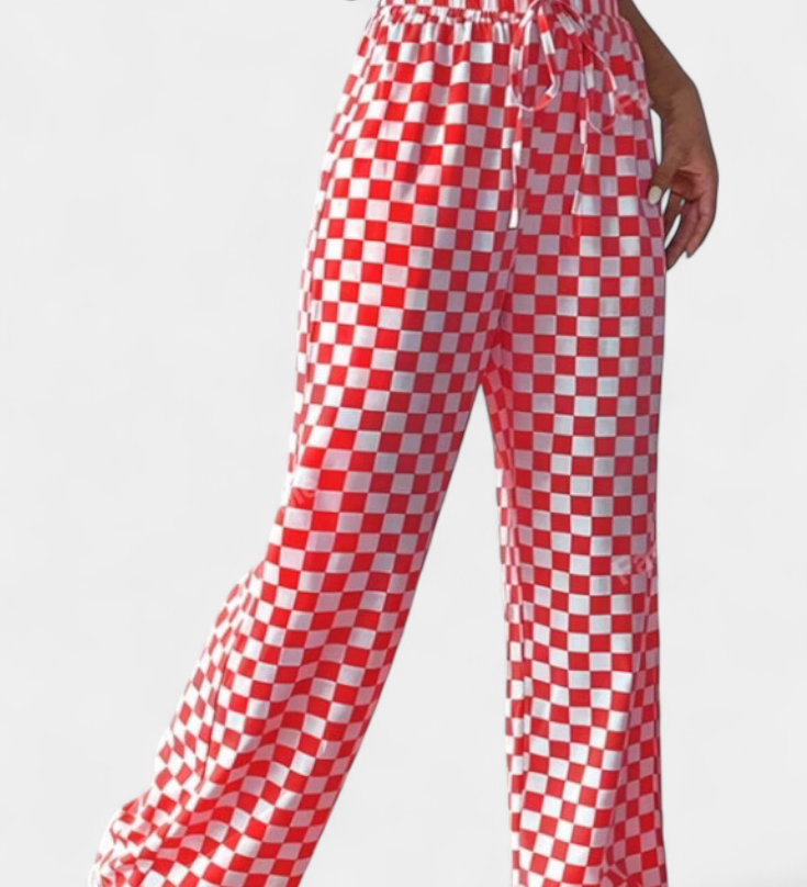 Hilaria Wijde Pantalon met Ruitpatroon