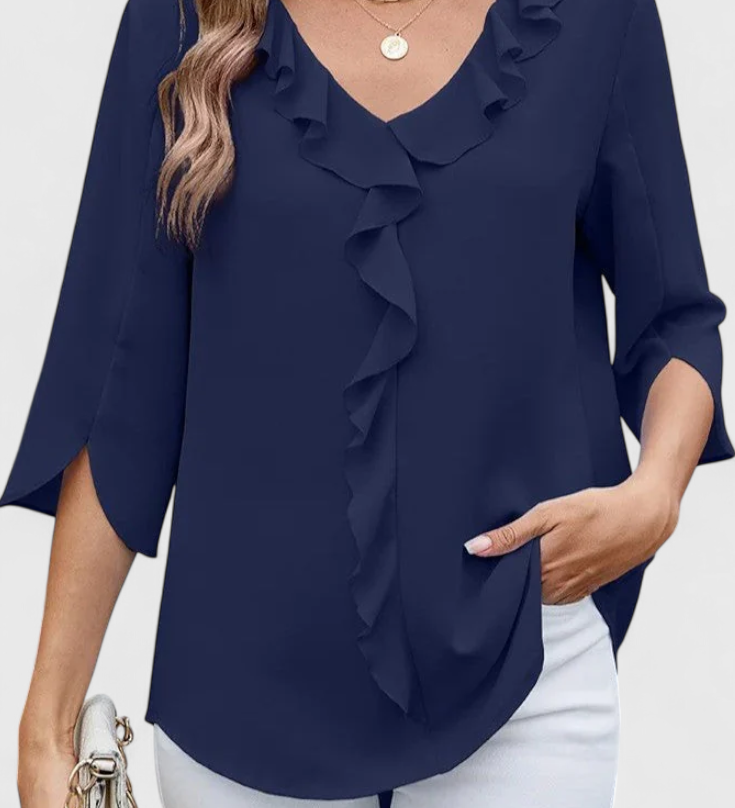 Annemiek Casual Blouse met Losse Snit en Verfijnde Stijl