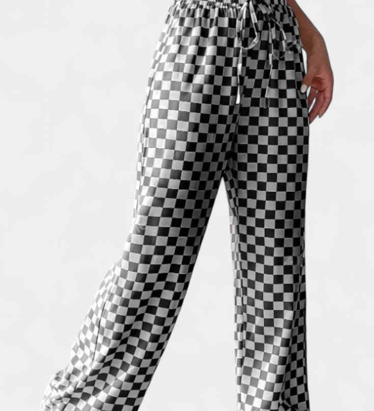 Hilaria Wijde Pantalon met Ruitpatroon