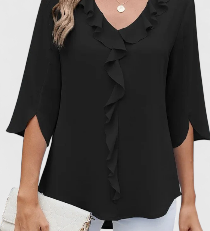 Annemiek Casual Blouse met Losse Snit en Verfijnde Stijl