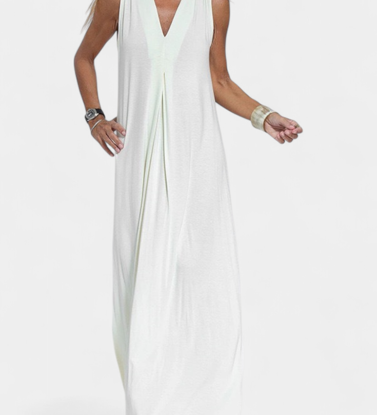 Felisa Mouwloze Maxi-jurk in Effen Kleur en Elegante Silhouet