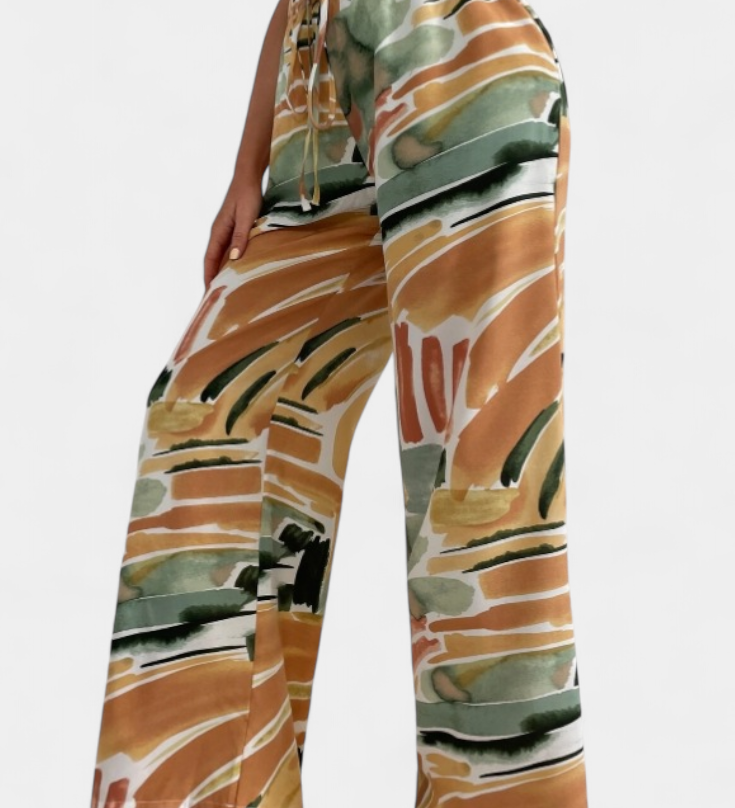 Senda Wijde Pantalon met Abstracte Print